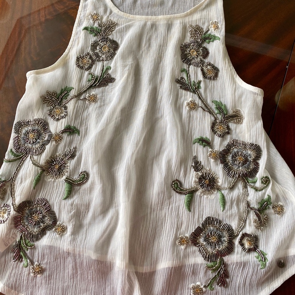 Abercrombie Chiffon Beaded Tank